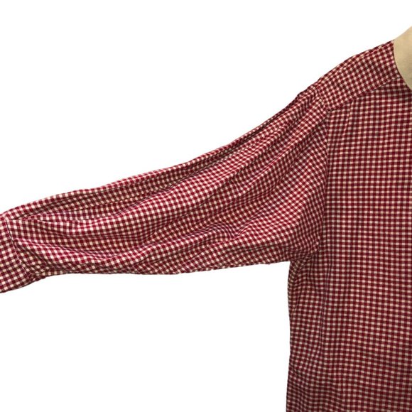 Calvin Klein Collection vintage 80s red ecru gingham check plaid full sl… - Picture 4 of 5